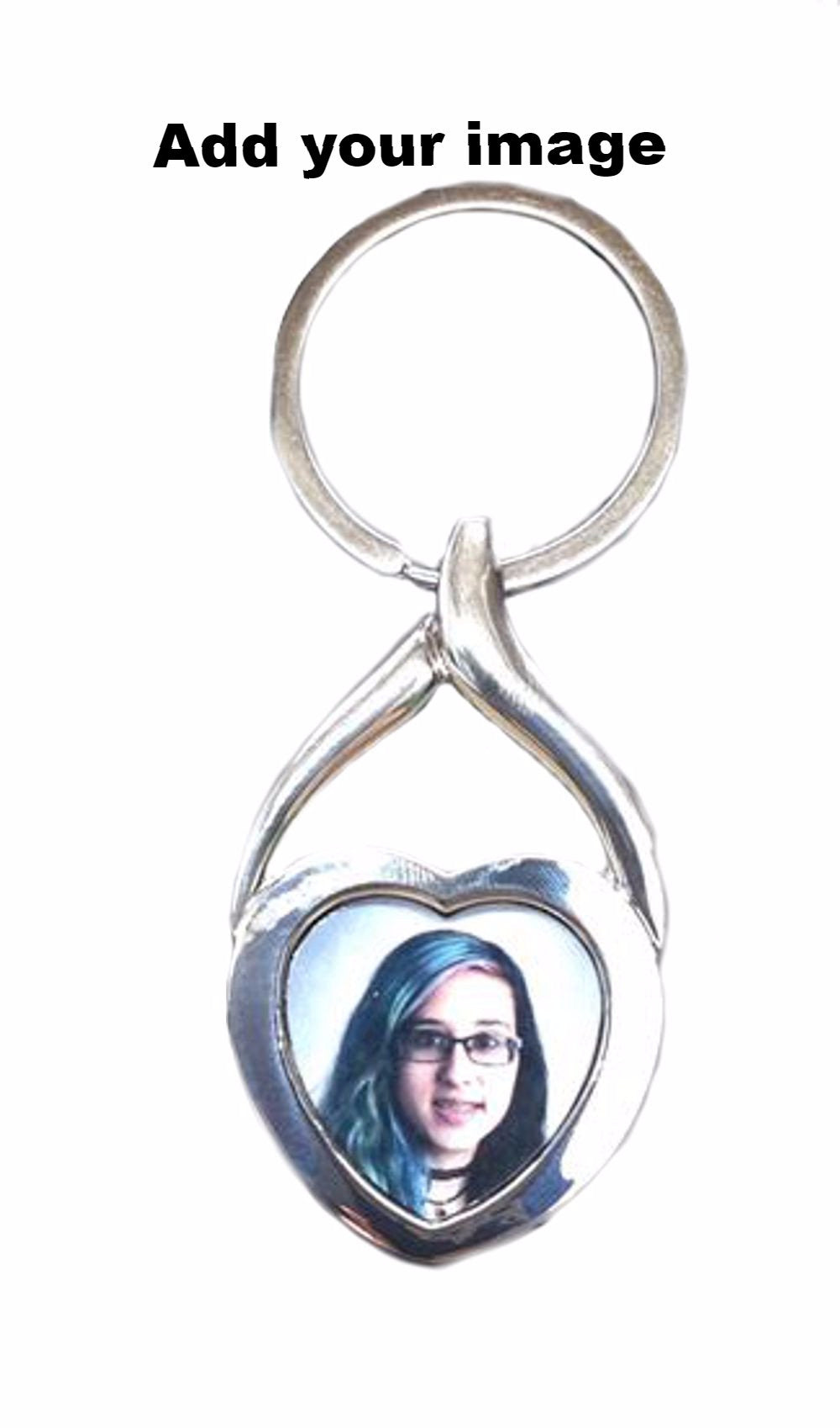 Personalized Chrome Photo Heart Keychain - Custom Design