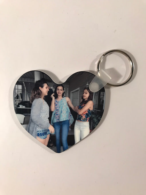 Personalized Heart Shaped Photo Keychain - Double Sided