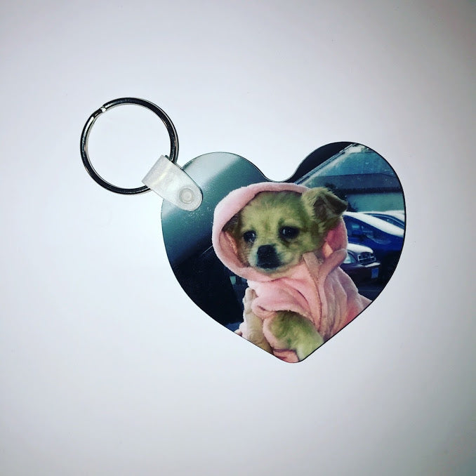 Personalized Heart Shaped Photo Keychain - Double Sided