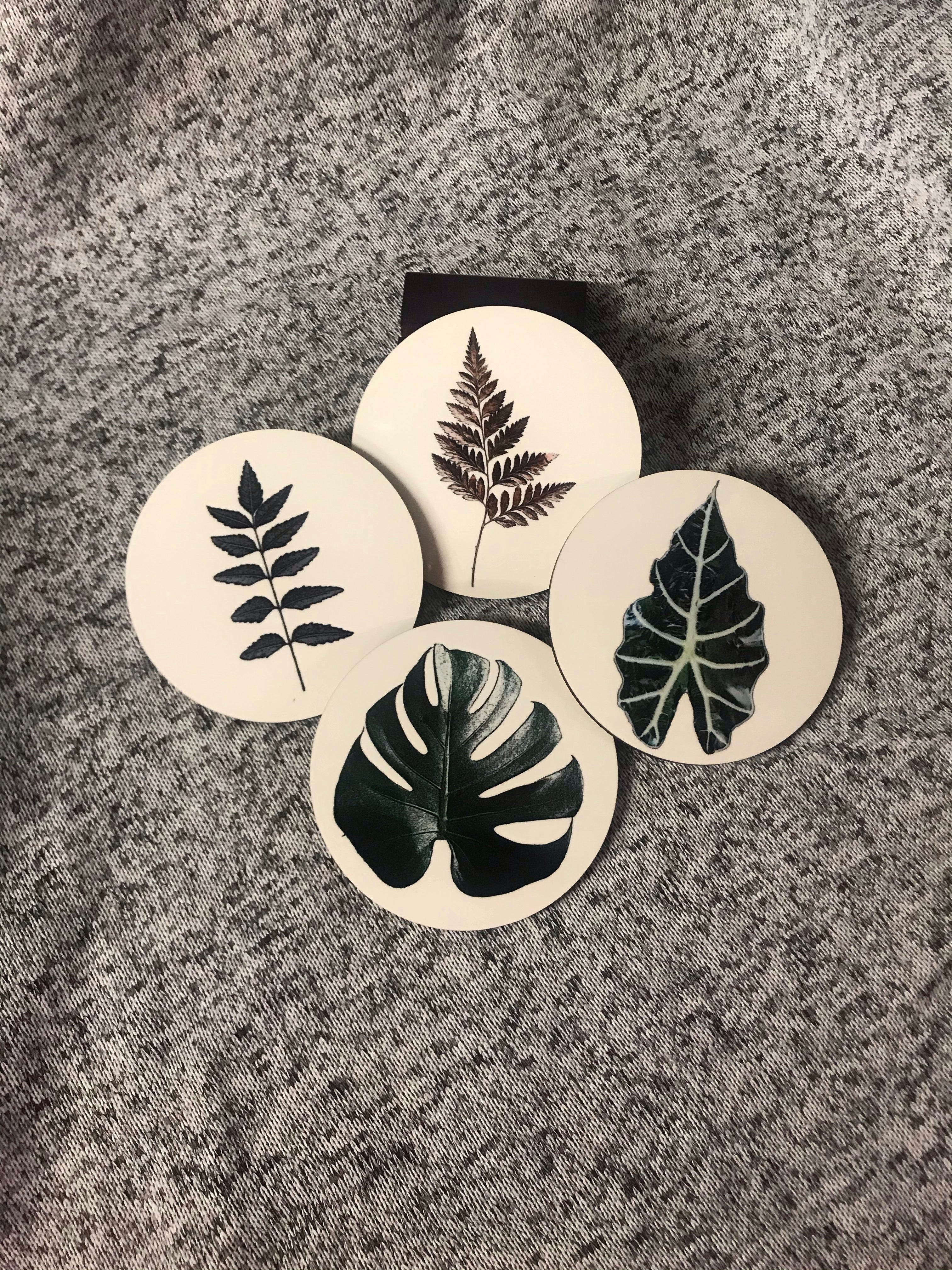 Plant Coasters - Round with Cork Bottom, Set of 4