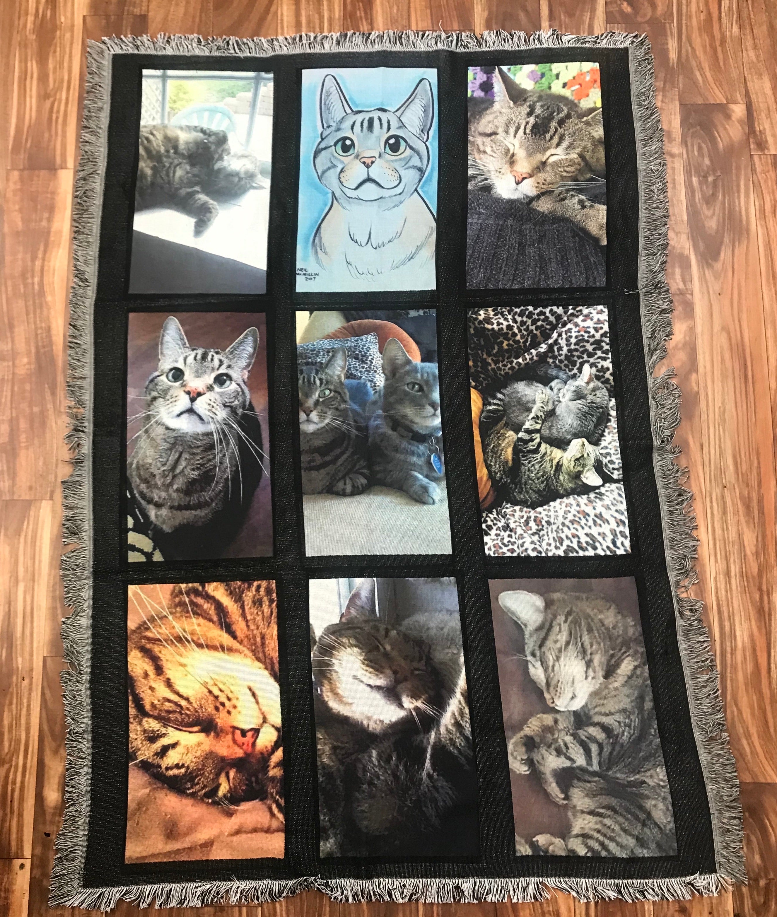 Personalized Photo 9-Panel Throw Blanket 60"x40" - Design Your Own